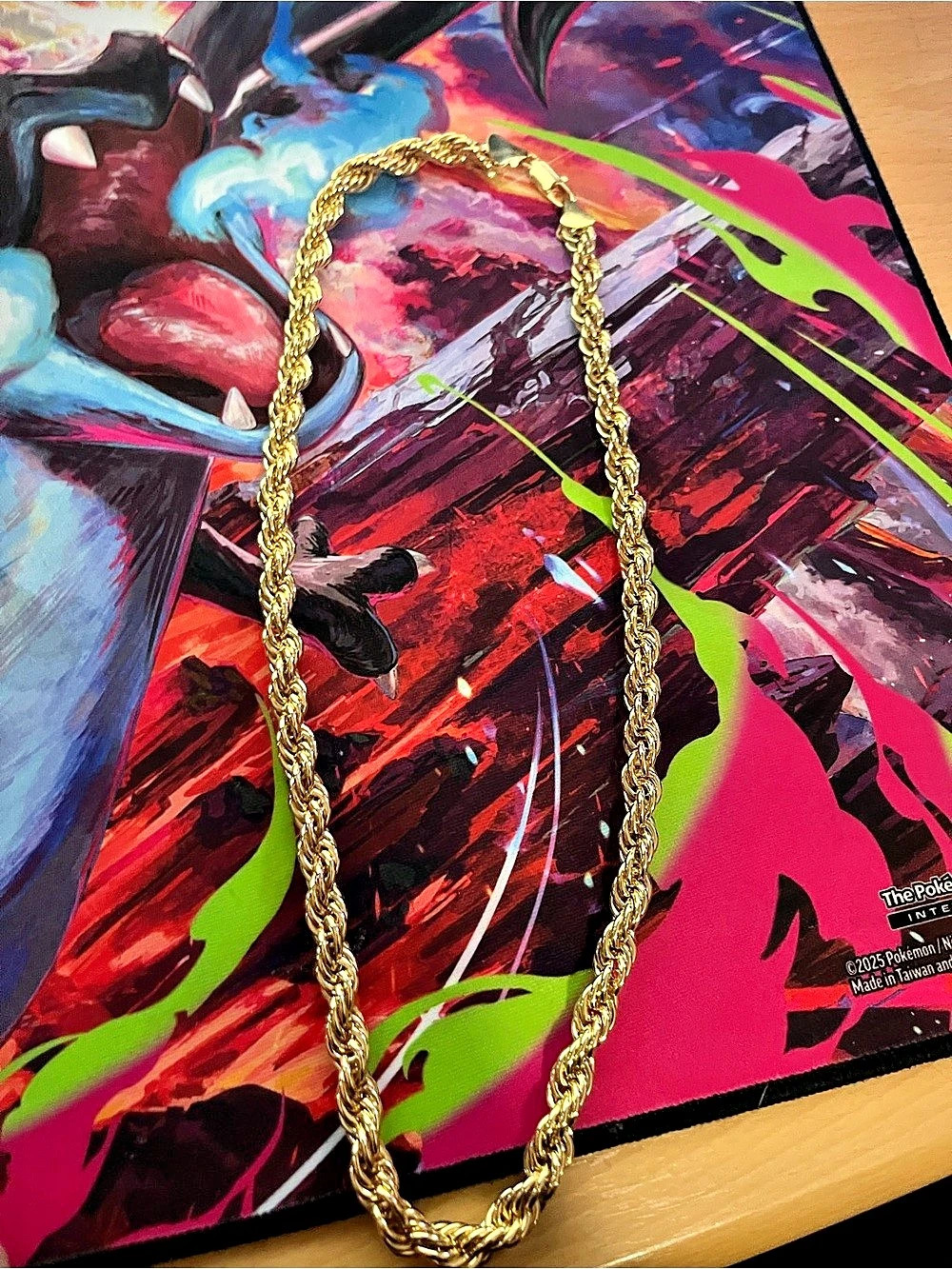Stainless steel, over gold plated rope chain 6 mm 20 inches 14 K stamp